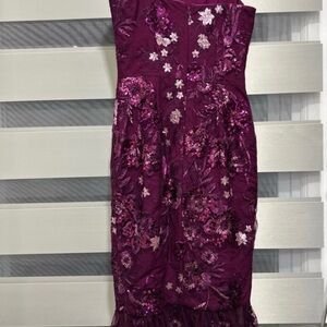 Dress the Population Purple Floral Midi Dress